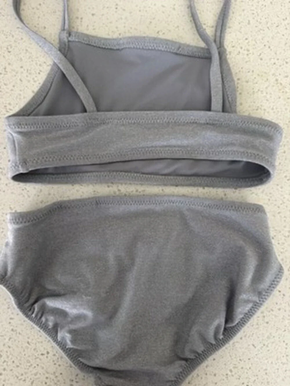 GAP Kids Girls 2-Piece Bikini Swimsuit Bralette Top Solid Gray XS (4-5)